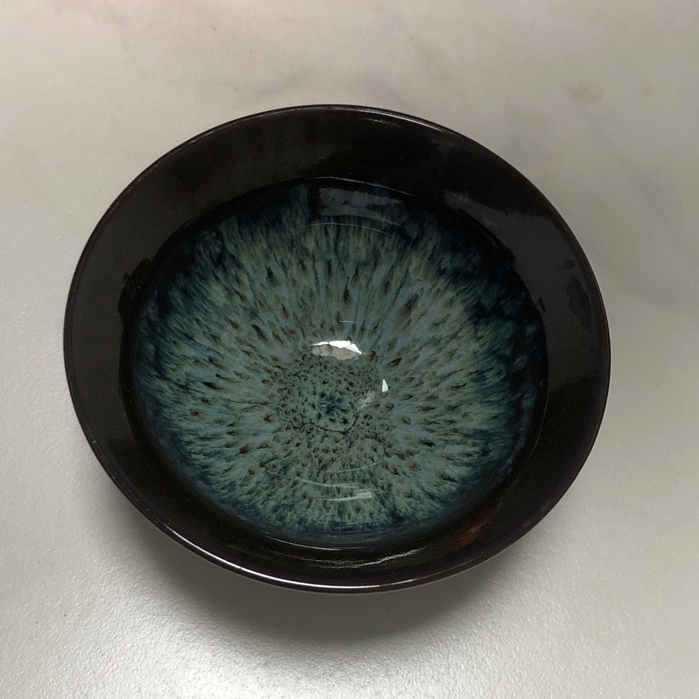 Elegant Blue and Black Ceramic Bowl